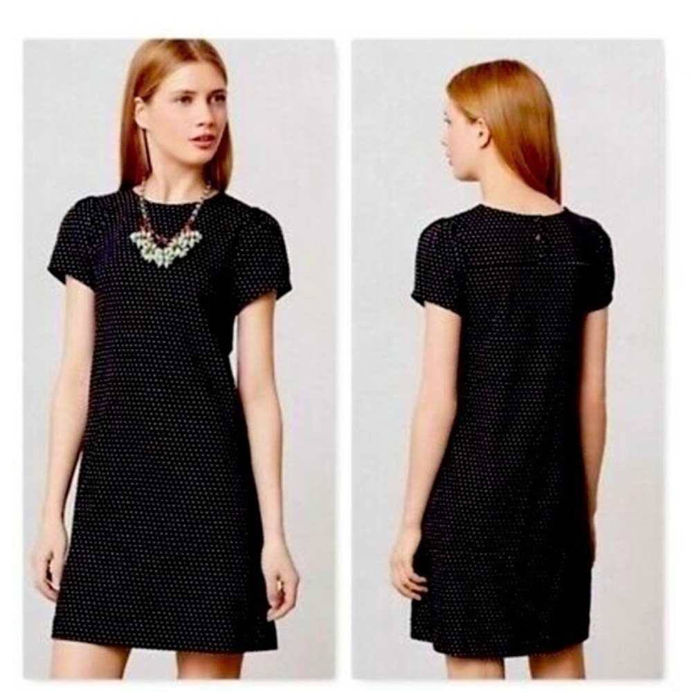 Anthropologie Maeve Swiss Black Dot Shift Dress Small